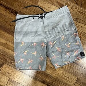 Vans Gray and Orange Floral Men's Board Shorts